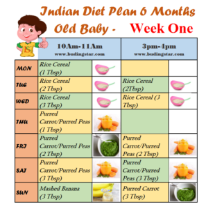 Indian Diet Plan for 6 Months Old Baby | Budding Star