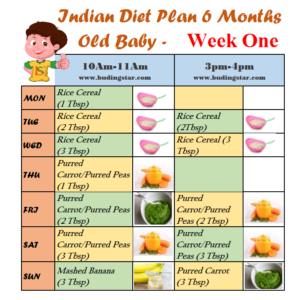 Indian Diet Plan for 6 months old Baby