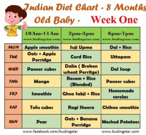 Indian Diet Chart for 8 Months Old Baby | Budding Star