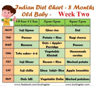 Indian Diet Chart for 8 months old baby