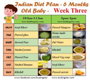 Indian Diet Plan for 6 months old Baby