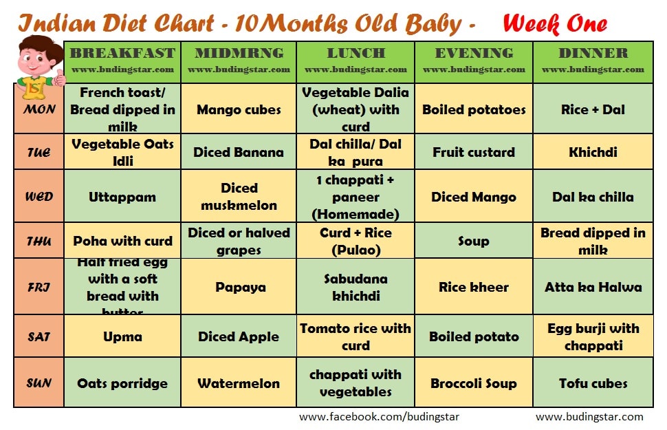 10 Month Baby Food Baby Food Chart for 10 Month Old Buding Star