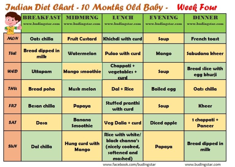 Meal Ideas & Tips for 10 Month Baby Food Chart | Buding Star